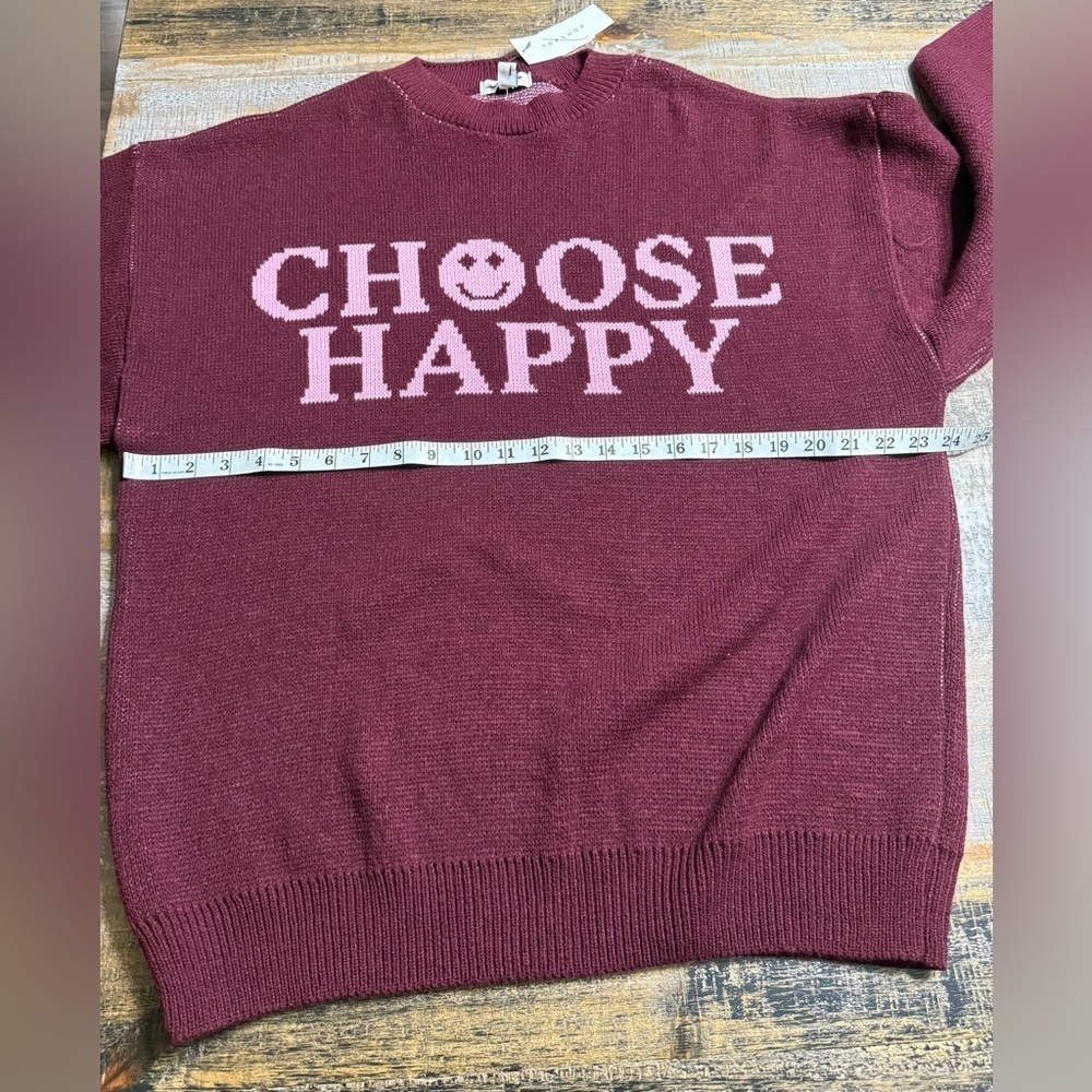 Topshop Maroon 'Choose Happy' Sweater - Picture 8 of 9
